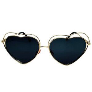6062 | Gold/Black Lens Heart Sunglasses with Unique Double Frame